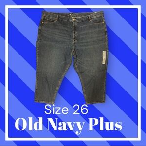 Old Navy Plus Mid-Rise Slouchy Taper Ankle Cut Jeans Size 26 New